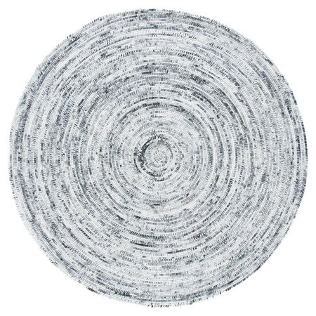 Safavieh 4 x 4 ft. Braided Hand Woven Round Area Rug; Ivory & Black BRD270Z-4R